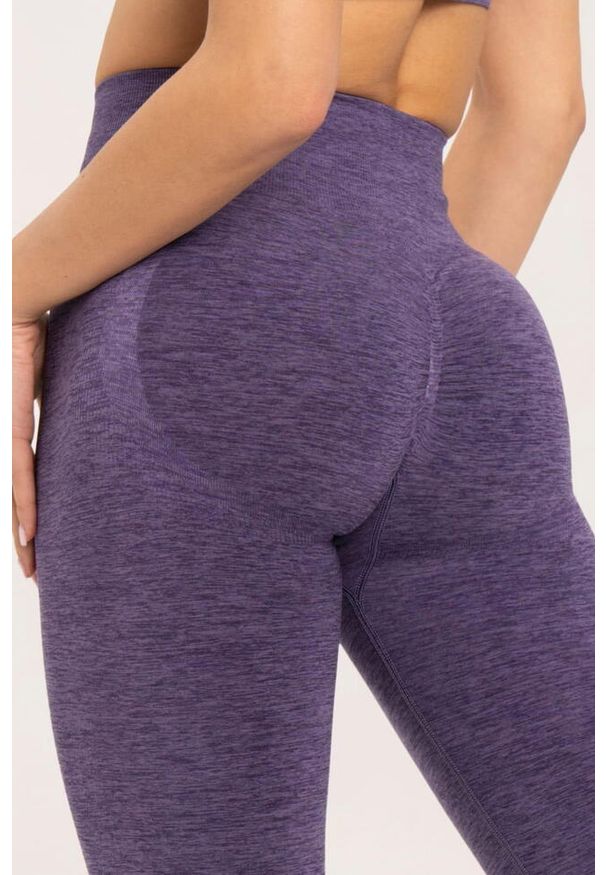 GYM GLAMOUR - Legginsy fitness damskie Gym Glamour seamless push up. Kolor: fioletowy. Sport: fitness