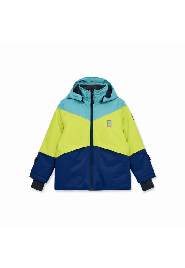 Kurtka Narciarska zimowa dziecięca LEGO JESTED 708. Kolor: żółty, niebieski, wielokolorowy. Sezon: zima. Sport: narciarstwo