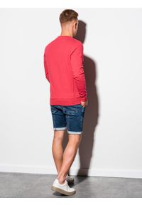 Ombre Clothing - Bluza męska bez kaptura z nadrukiem B1160 - czerwona - XL. Typ kołnierza: bez kaptura. Kolor: czerwony. Materiał: bawełna, poliester. Wzór: nadruk #5