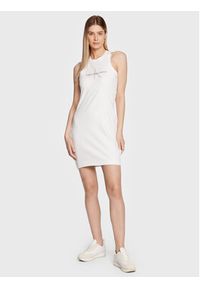 Calvin Klein Jeans Sukienka codzienna J20J220754 Biały Slim Fit. Okazja: na co dzień. Kolor: biały. Materiał: bawełna. Typ sukienki: proste. Styl: casual #3