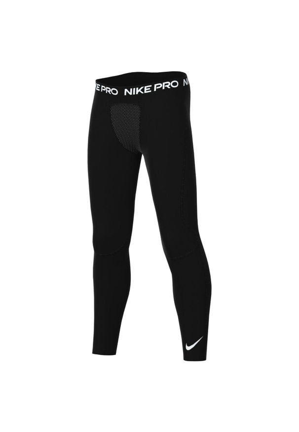 Legginsy treningowe dla dzieci Nike Pro. Okazja: na uczelnię. Kolor: czarny. Materiał: elastan, poliester. Styl: sportowy