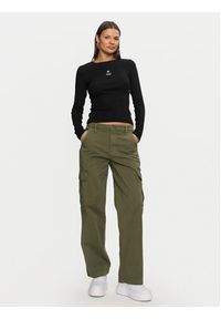 Guess Jeans Spodnie cargo W4YB61 WGCV1 Khaki Relaxed Fit. Kolor: brązowy. Materiał: bawełna