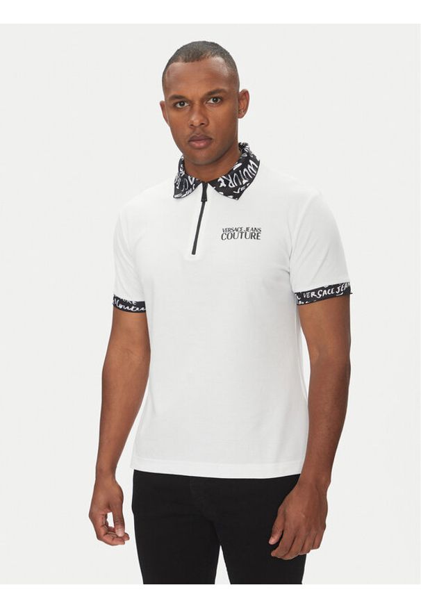 Versace Jeans Couture Polo 78GAGT02 Biały Regular Fit. Typ kołnierza: polo. Kolor: biały. Materiał: bawełna