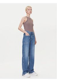 Hugo - HUGO Top 50508857 Beżowy Slim Fit. Kolor: beżowy. Materiał: bawełna