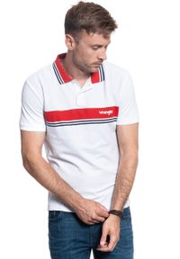 Wrangler - MĘSKA KOSZULKA POLO WRANGLER SS COLOURBLOCK POLO WHITE W7E3KF989. Typ kołnierza: polo