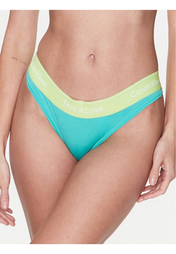 Calvin Klein Underwear Stringi 000QF7283E Zielony. Kolor: zielony. Materiał: bawełna