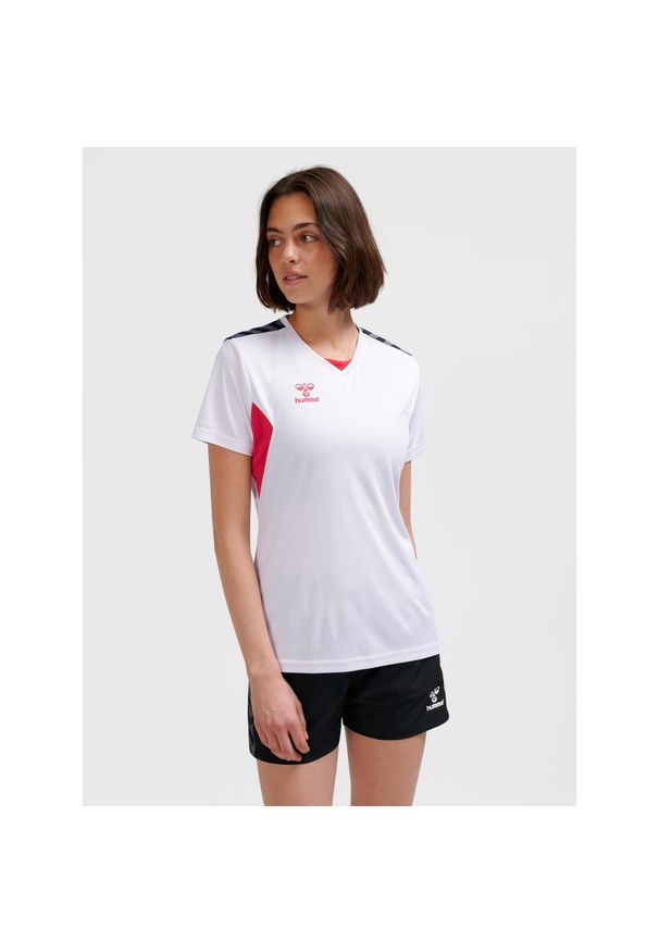Damski jersey Hummel Authentic PL. Kolor: czerwony, biały, wielokolorowy. Materiał: jersey. Sport: piłka nożna