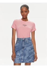 Tommy Jeans T-Shirt Essential DW0DW17839 Różowy Slim Fit. Kolor: różowy. Materiał: bawełna, syntetyk