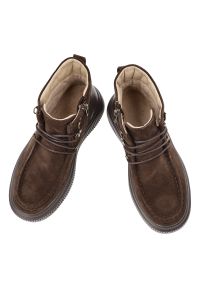 Brązowe Botki Filippo Ocieplane Buty Damskie. Okazja: na spacer, na co dzień. Kolor: brązowy. Materiał: zamsz. Styl: casual, elegancki #7