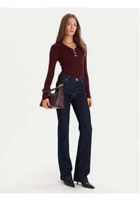 Morgan Sweter 252-MBANOU Bordowy Slim Fit. Kolor: czerwony. Materiał: wiskoza #5
