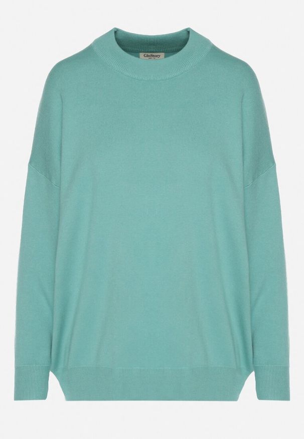 Born2be - Zielony Gładki Sweter z Rękawami Typu Nietoperz Ralanevia. Okazja: do pracy, na co dzień. Kolor: zielony. Wzór: gładki. Styl: casual