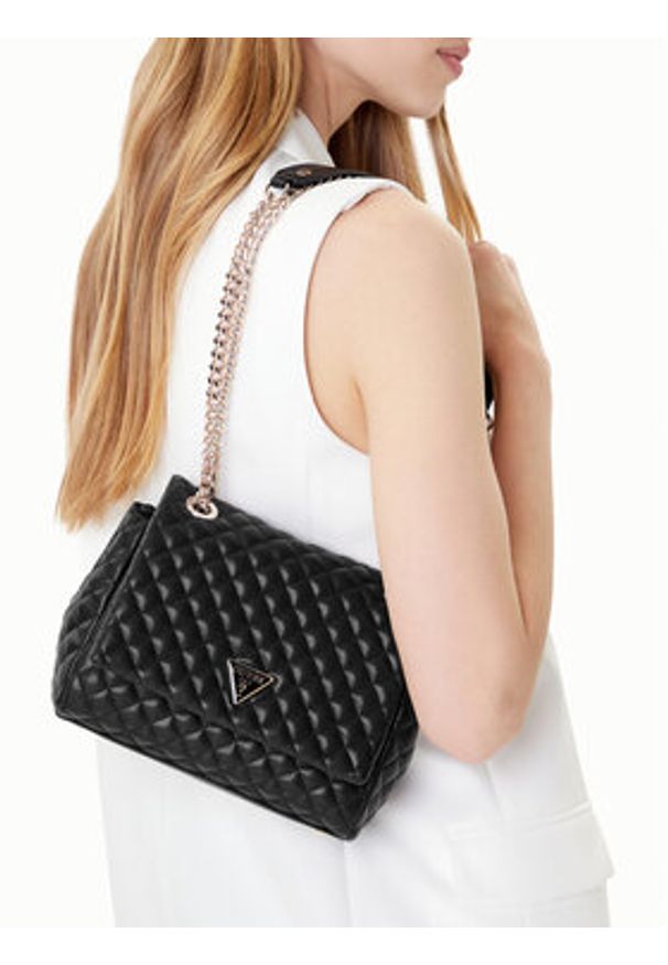 Guess Torebka Everlee HWQG86 79210 Czarny. Kolor: czarny. Materiał: skórzane