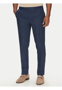 BOSS Spodnie materiałowe C-Genius 50540518 Granatowy Slim Fit. Kolor: niebieski. Materiał: len