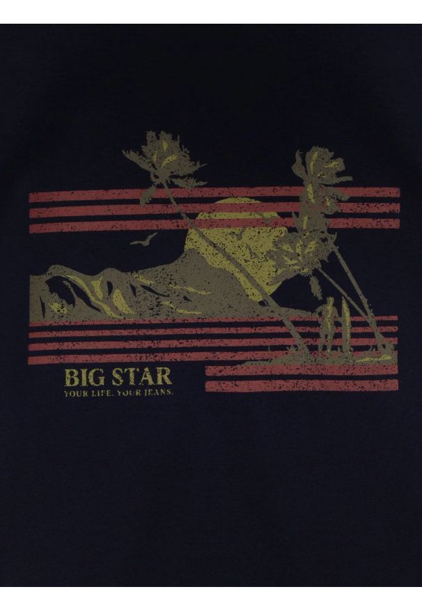 Big-Star - Koszulka męska z nadrukiem granatowa Regger 403. Kolor: niebieski. Materiał: materiał, bawełna. Wzór: nadruk. Styl: klasyczny, vintage