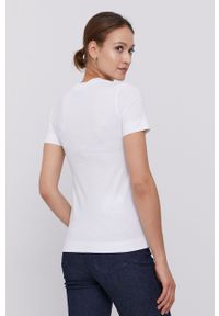 After Label T-shirt damski kolor biały. Okazja: na co dzień. Kolor: biały. Materiał: dzianina. Wzór: haft. Styl: casual #5