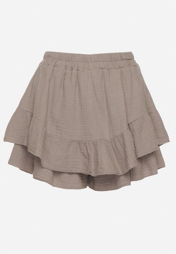 Born2be - Beżowe Bawełniane Spódnico-Szorty z Falbankami Turena. Okazja: na co dzień. Kolor: beżowy. Materiał: bawełna. Sezon: lato. Styl: elegancki, casual