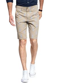 Wrangler - KRÓTKIE SPODENKI WRANGLER CHINO SHORT CAMEL WASHED W14AMZ49J. Materiał: materiał. Długość: krótkie. Wzór: aplikacja, nadruk #8