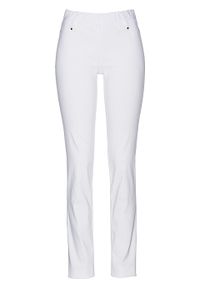 Spodnie ze stretchem z gumką w talii bonprix biały. Kolor: biały #1