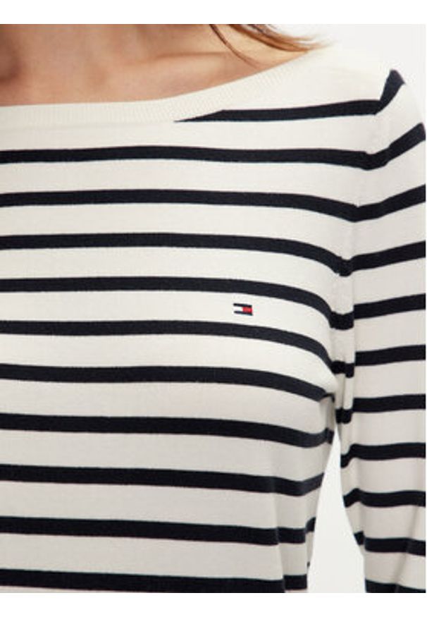 TOMMY HILFIGER - Tommy Hilfiger Sweter WW0WW40099 Écru Regular Fit. Materiał: bawełna, syntetyk