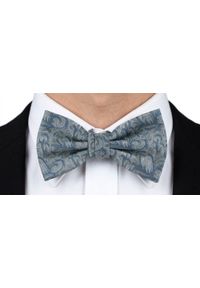 Mucha Męska z Poszetką - Chattier - Popiel z Niebieskim, Kwiaty. Kolor: niebieski. Wzór: kwiaty. Styl: elegancki, sportowy #3