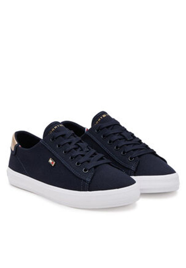 TOMMY HILFIGER - Tommy Hilfiger Sneakersy Vulc Canvas Lace Up Sneaker FW0FW08647 Granatowy. Kolor: niebieski. Materiał: materiał