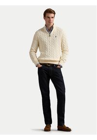 Polo Ralph Lauren Sweter 710810841015 Beżowy Regular Fit. Typ kołnierza: polo. Kolor: beżowy. Materiał: bawełna #3