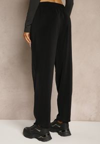 Renee - Czarne Spodnie z Prostą Nogawką i Wiązaniem w Talii Miralira. Okazja: na co dzień. Kolor: czarny. Styl: elegancki, casual