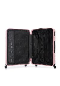 Wittchen - Duża walizka z ABS-u z geometrycznym tłoczeniem jasny różowa. Kolor: różowy. Materiał: poliester. Wzór: geometria. Styl: elegancki, wakacyjny #6