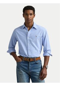 Polo Ralph Lauren Koszula 710853129002 Błękitny Custom Fit. Typ kołnierza: polo. Kolor: niebieski. Materiał: bawełna