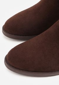 Born2be - Brązowe Botki Ażurowe na Obcasie w Stylu Kowbojek Lalona. Okazja: na co dzień. Kolor: brązowy. Materiał: dzianina. Wzór: ażurowy. Obcas: na obcasie. Styl: casual. Wysokość obcasa: średni #3