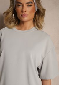 Renee - Jasnoszara Koszulka T-shirt Basic Palenitia. Okazja: na co dzień. Kolor: szary. Styl: klasyczny, casual #5