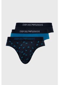 Emporio Armani - Slipy (3-pack). Kolor: niebieski. Materiał: bawełna, dzianina #1