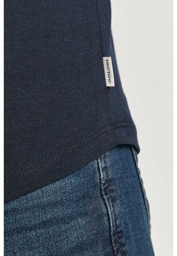 Jack & Jones - T-shirt. Okazja: na co dzień. Kolor: niebieski. Materiał: dzianina. Wzór: gładki. Styl: casual