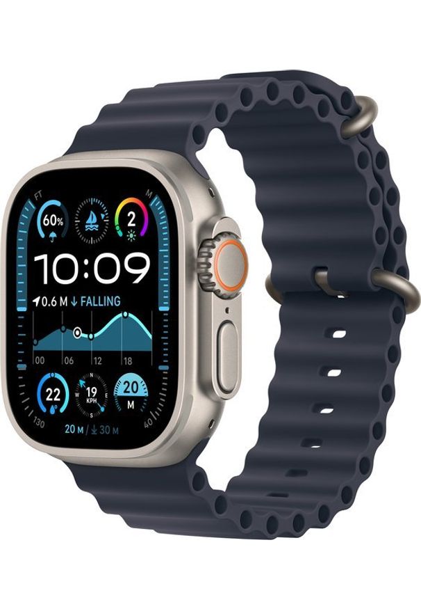 APPLE - Smartwatch Apple Watch Ultra 2 GPS + Cellular 49mm Titanium Case Ocean Band Granatowy (MX4D3FD/A). Rodzaj zegarka: smartwatch. Kolor: niebieski