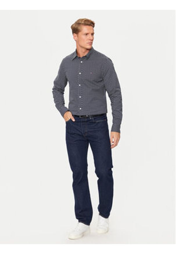 TOMMY HILFIGER - Tommy Hilfiger Koszula MW0MW36870 Granatowy Slim Fit. Kolor: niebieski. Materiał: bawełna