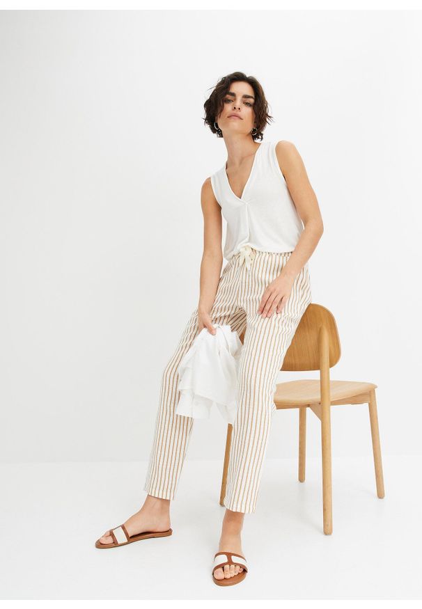 bonprix - Top z miękkiej mieszanki wiskozy. Typ kołnierza: dekolt w serek. Kolor: biały. Materiał: wiskoza. Styl: elegancki