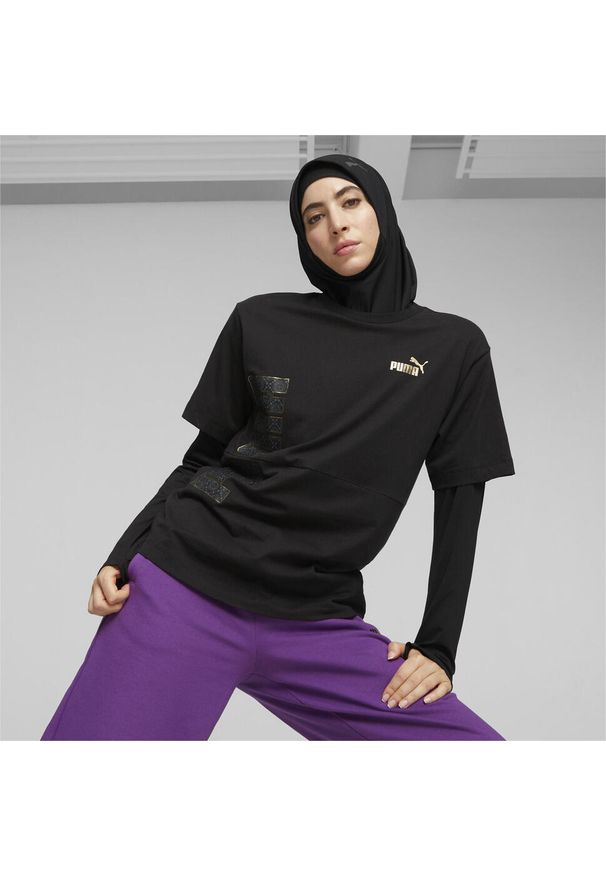 Podkoszulek damskie Puma Power Logo Love. Kolor: czarny. Materiał: bawełna, materiał. Sport: joga i pilates