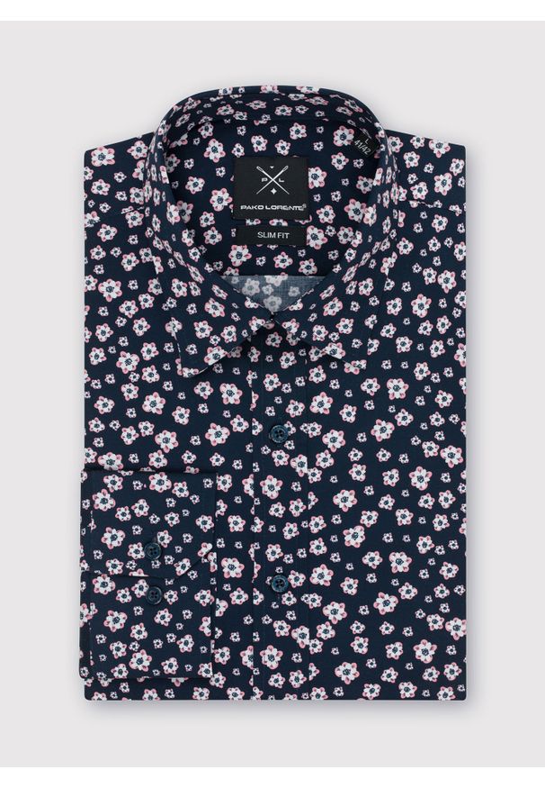 Pako Lorente - PAKO LORENTE – Koszula męska P22WF-1X-026-G-S. Typ kołnierza: kołnierzyk klasyczny. Materiał: elastan, bawełna. Długość rękawa: długi rękaw. Długość: długie. Wzór: kwiaty. Styl: klasyczny