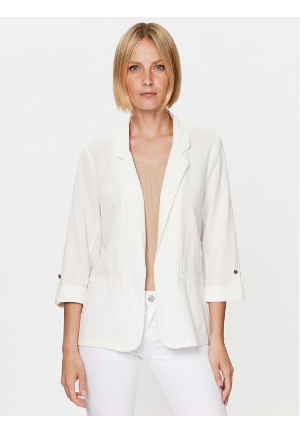 Vero Moda Marynarka Jesmilo 10279700 Biały Regular Fit. Kolor: biały. Materiał: wiskoza, len