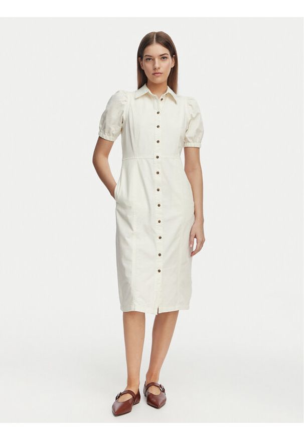French Connection Sukienka jeansowa 71SZN Biały Regular Fit. Kolor: biały. Materiał: bawełna