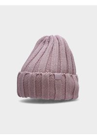 4f - Czapka zimowa dziewczęca. Kolor: fioletowy. Materiał: wełna. Sezon: zima #1