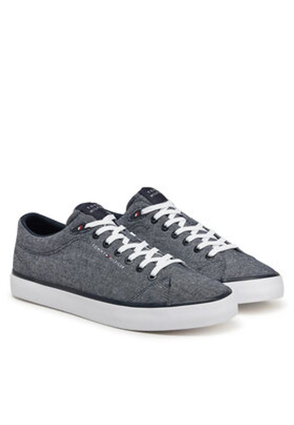 TOMMY HILFIGER - Tommy Hilfiger Tenisówki Th Hi Vulc Low Core Chambray FM0FM05389 Niebieski. Kolor: niebieski. Materiał: materiał