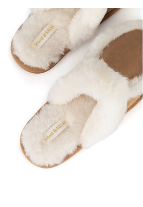 Home & Relax Kapcie HR-01 Beżowy. Kolor: beżowy. Materiał: materiał