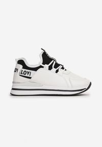 Born2be - Białe Sneakersy przed Kostkę na Platformie Loyalin. Wysokość cholewki: przed kostkę. Kolor: biały. Obcas: na platformie #3