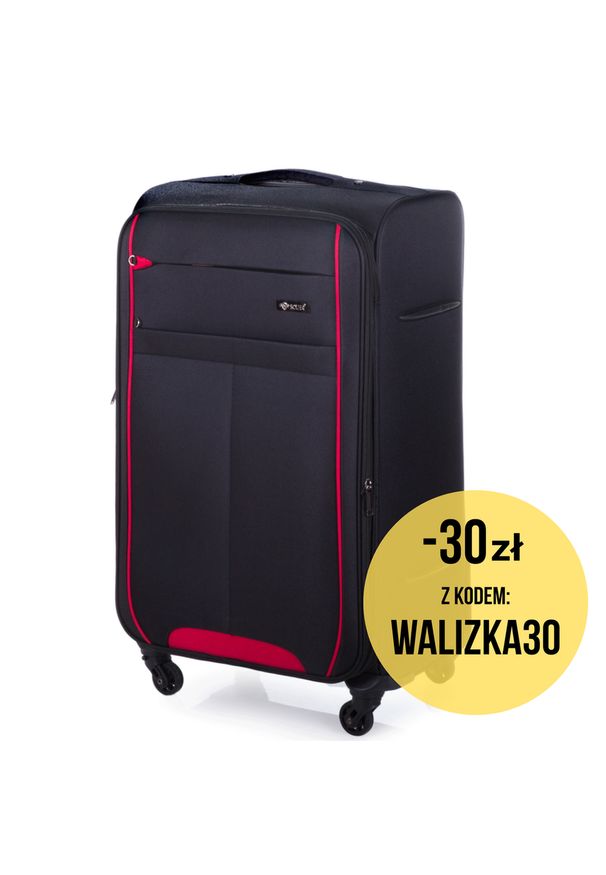 Średnia walizka miękka M Solier STL1311 czarno-czerwona. Kolor: czerwony, wielokolorowy, czarny