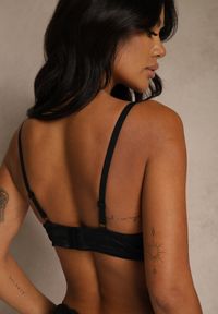 Renee - Czarno-Beżowy Biustonosz Zdobiony Koronką i Kokardami Morgavia. Kolor: czarny. Materiał: koronka. Wzór: koronka, aplikacja #6