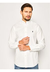Polo Ralph Lauren Koszula Bsr 710772290 Biały Custom Fit. Typ kołnierza: polo. Kolor: biały. Materiał: bawełna