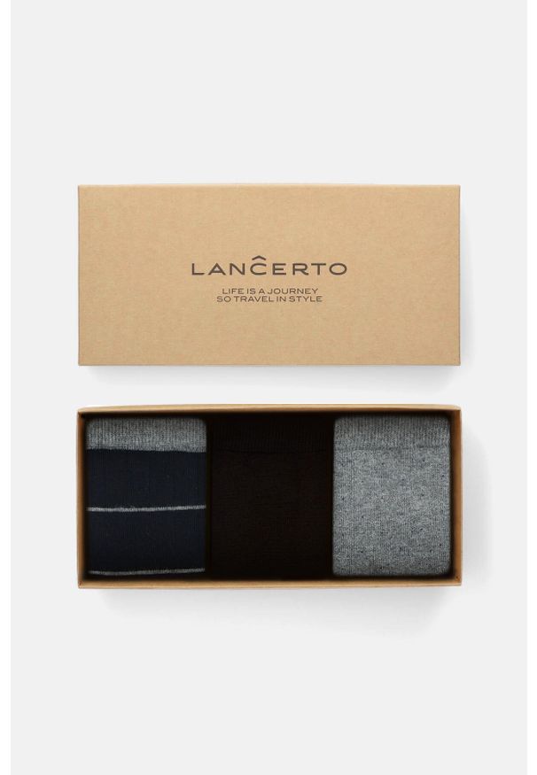 Lancerto - Zestaw 3 Par Skarpet. Materiał: elastan, bawełna, dzianina, poliamid. Wzór: gładki, kolorowy, paski