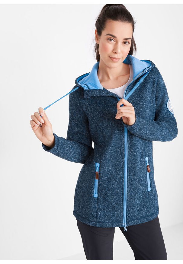 Bluza rozpinana z polaru, długi rękaw bonprix ciemnoniebiesko-błękitny. Kolor: niebieski. Materiał: polar. Długość rękawa: długi rękaw. Długość: długie