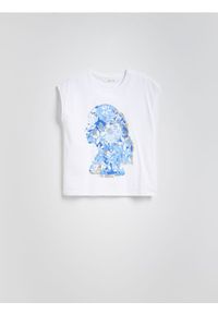 Reserved - T-shirt z nadrukiem - biały. Kolor: biały. Materiał: dzianina, bawełna. Wzór: nadruk #1